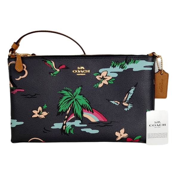 Coach Scenic Hawaiian Tropical Large Wristlet Bag